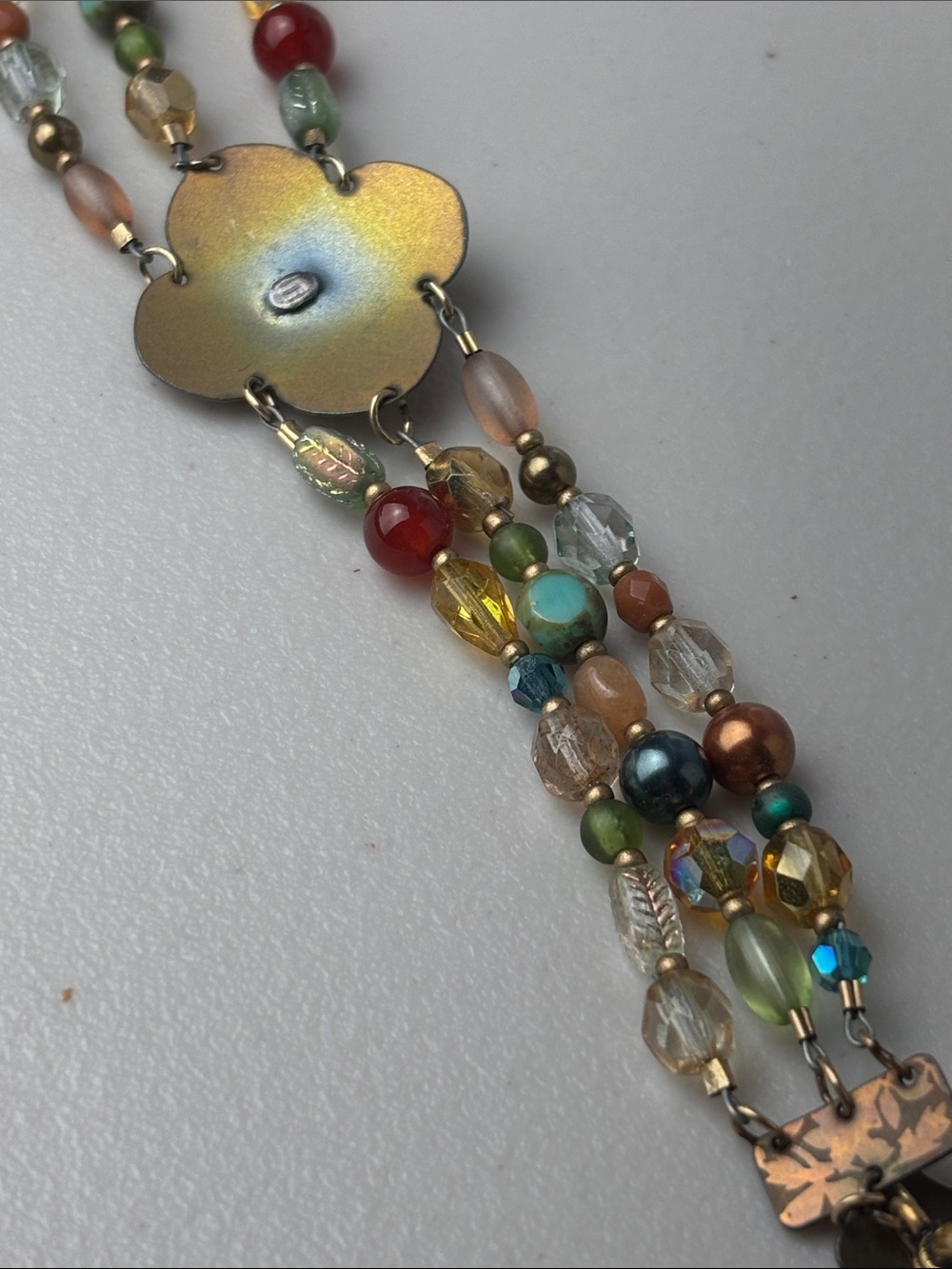 Vintage Holly Yashi Gem Multi Bead Niobium Sacred Geometry & Ruby Center Bracele - Picture 6 of 8
